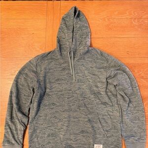 Eddie Bauer Men’s Medium Pullover Hoodie Green Mountain Print Fleece Lined